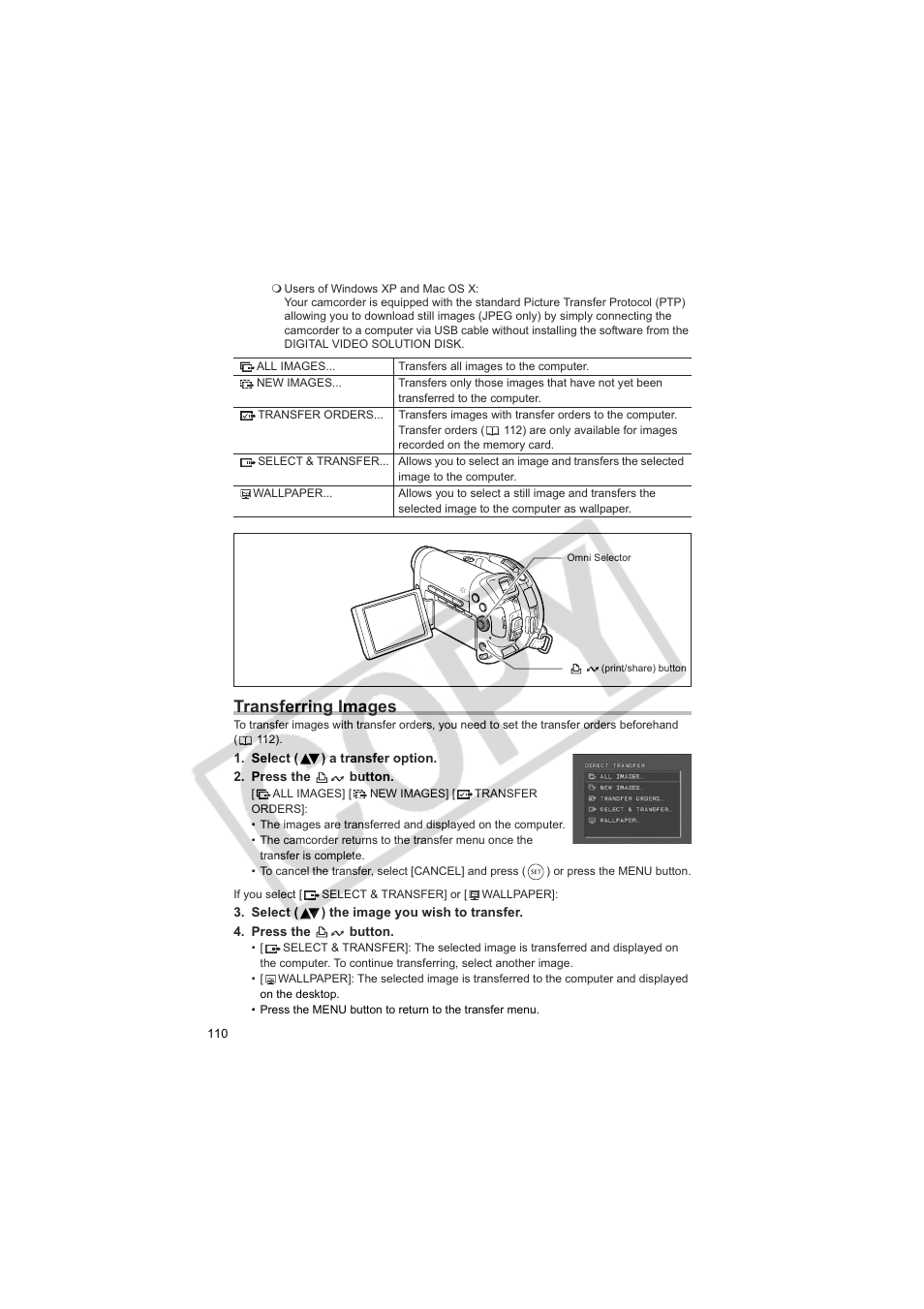 Transferring images | Canon DC20  EN User Manual | Page 110 / 148