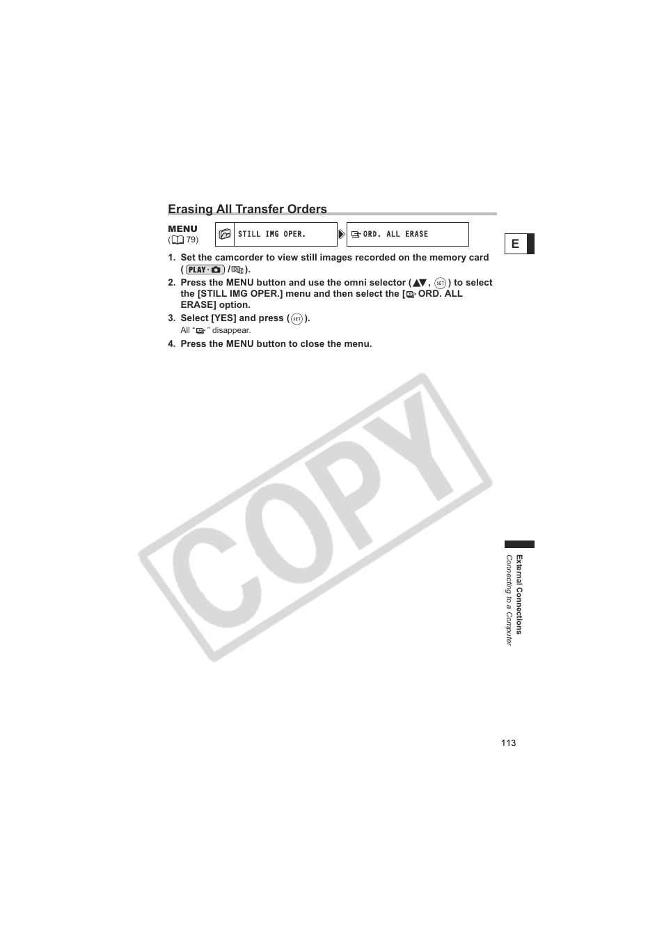Eerasing all transfer orders | Canon DC20  EN User Manual | Page 113 / 148