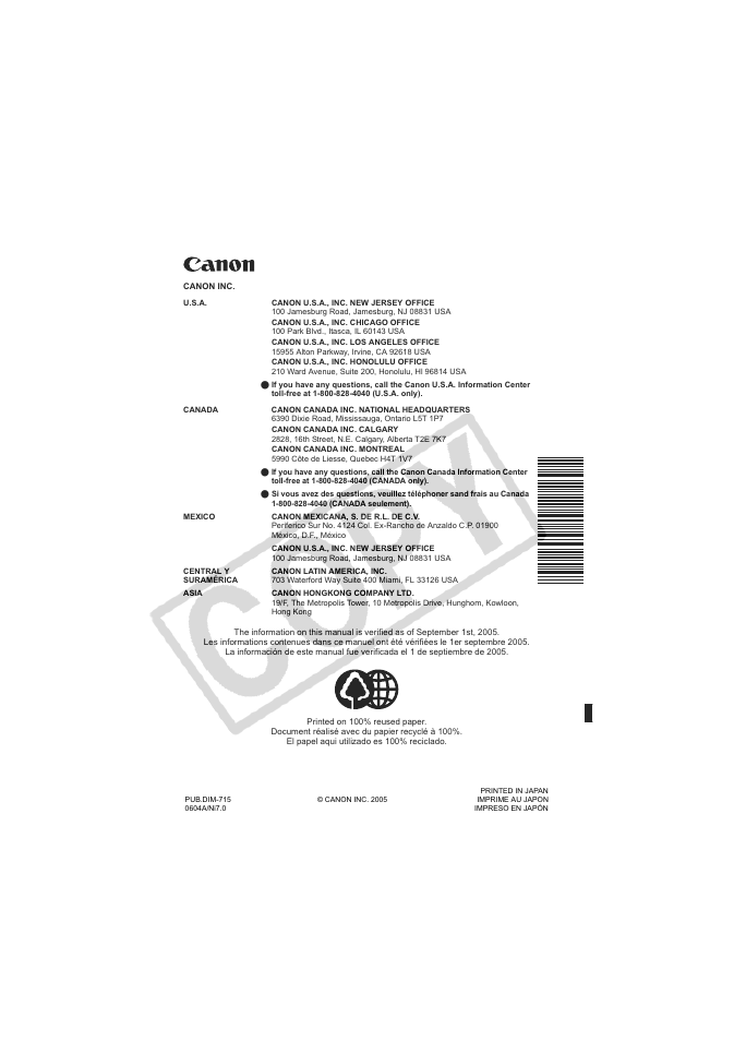 Canon DC20  EN User Manual | Page 148 / 148