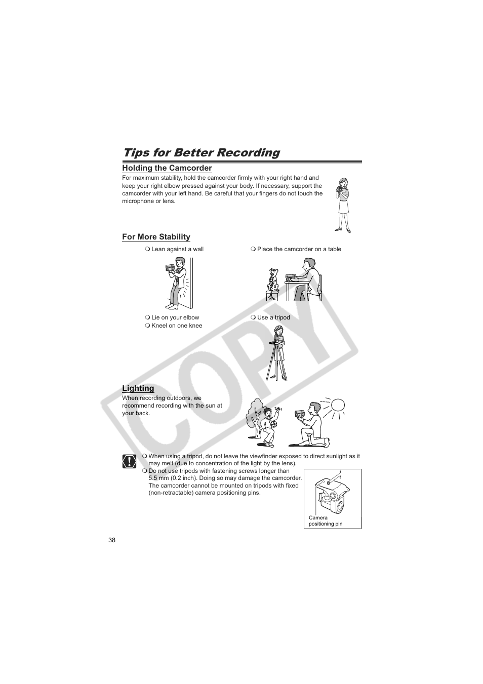 Tips for better recording | Canon DC20  EN User Manual | Page 38 / 148