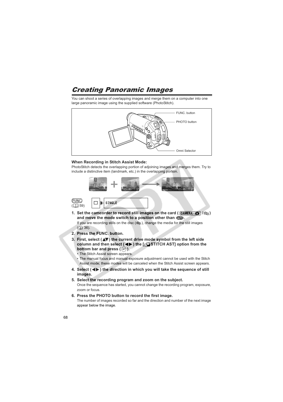 Creating panoramic images | Canon DC20  EN User Manual | Page 68 / 148
