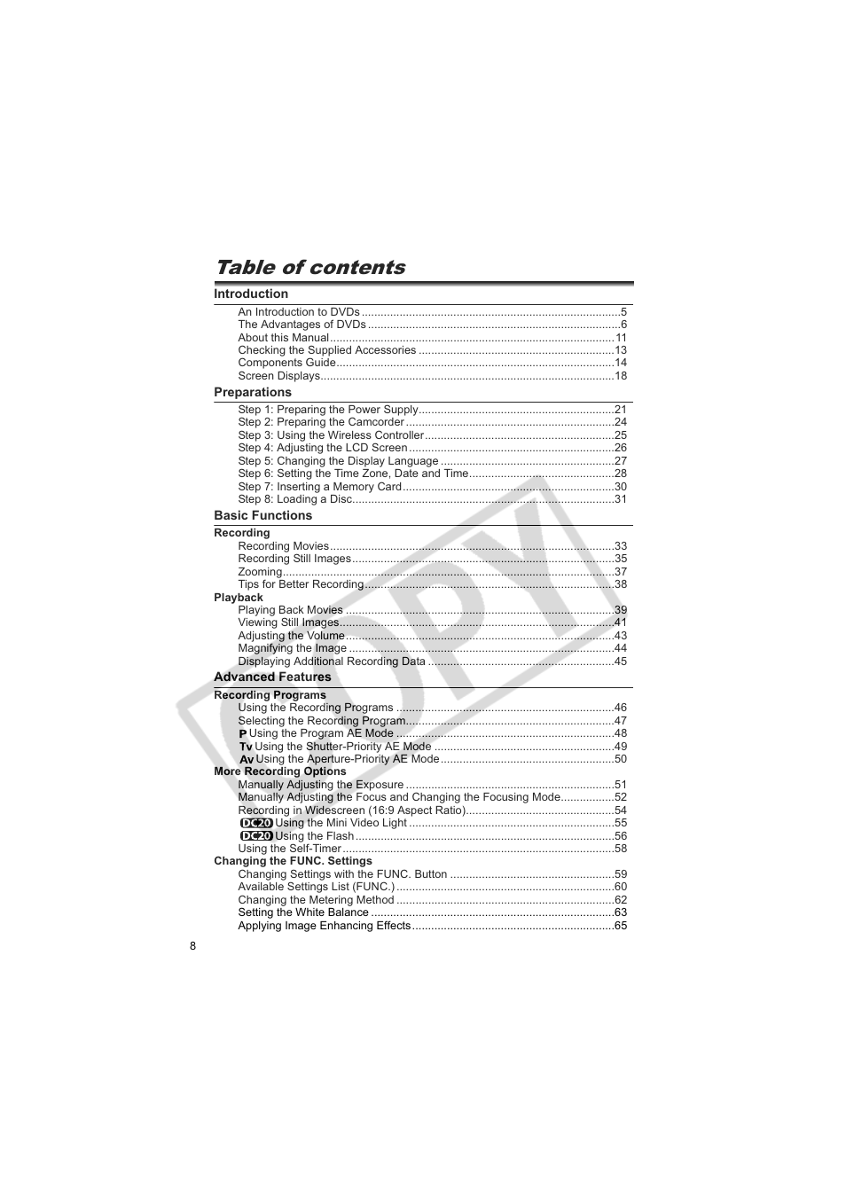 Canon DC20  EN User Manual | Page 8 / 148