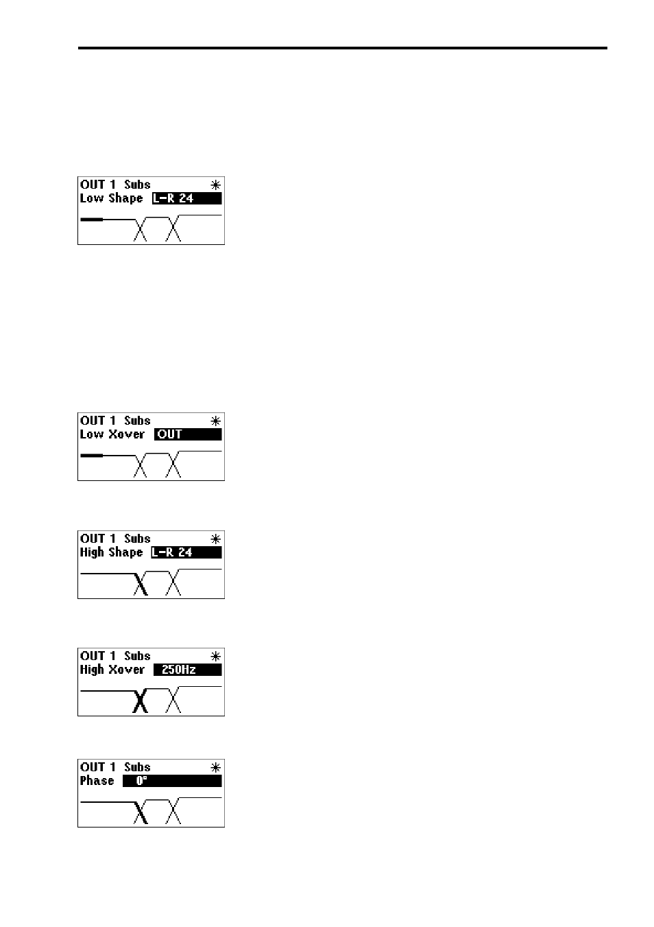 Low shape, Low xover, Phase | High shape, High xover | BSS Audio FDS-355 OMNIDRIVE Owner's Manual User Manual | Page 27 / 52