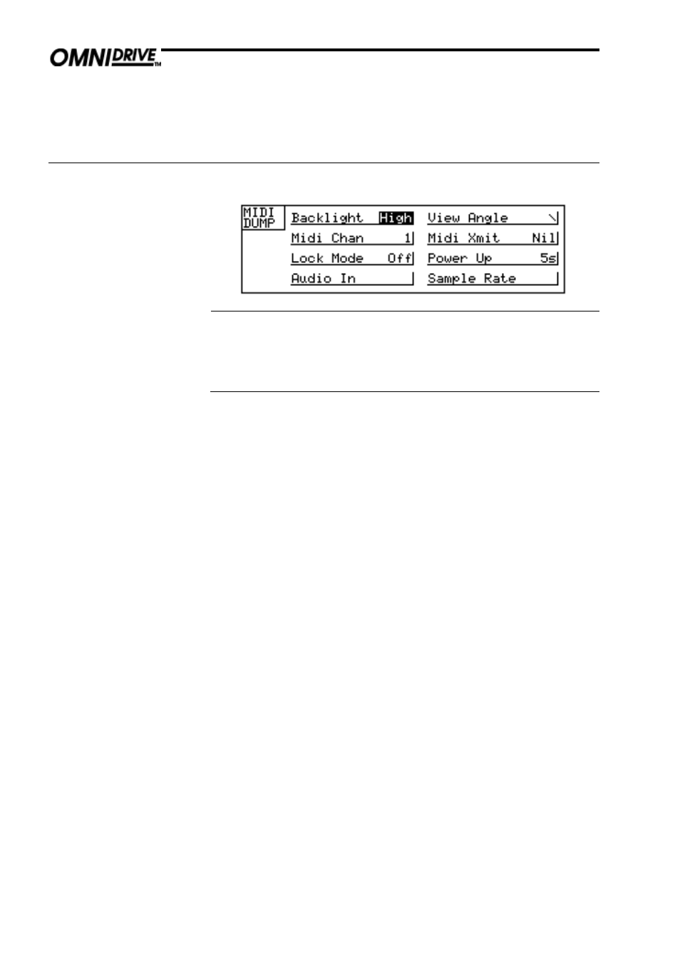 0 default utility screen, Default utility screen | BSS Audio FDS-388 OMNIDRIVE Owner's Manual User Manual | Page 22 / 66