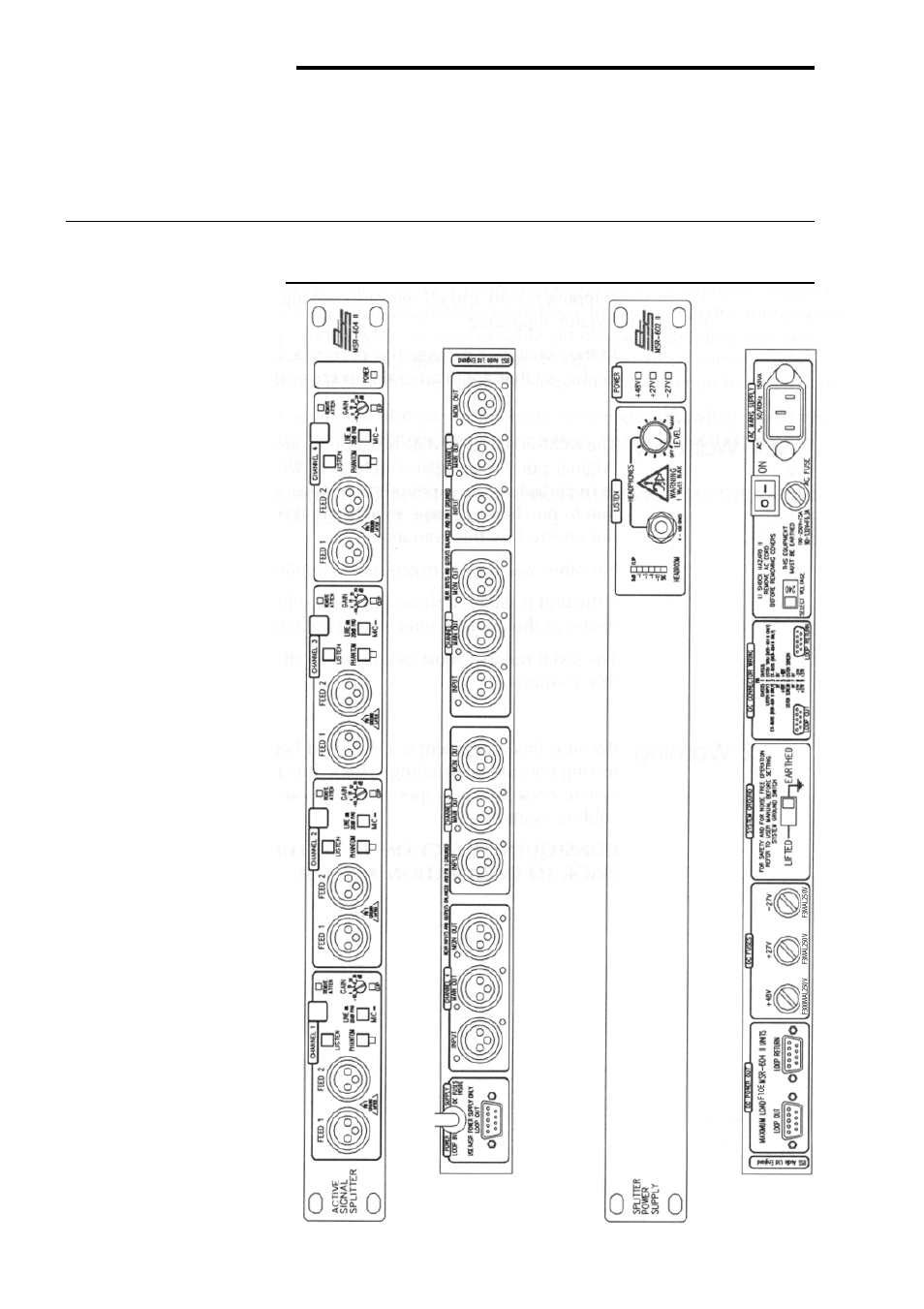 0 connections and control descriptions, Msr-600 ii series, Connections and control descriptions | BSS Audio MSR-602/604II Owner's Manual User Manual | Page 10 / 38