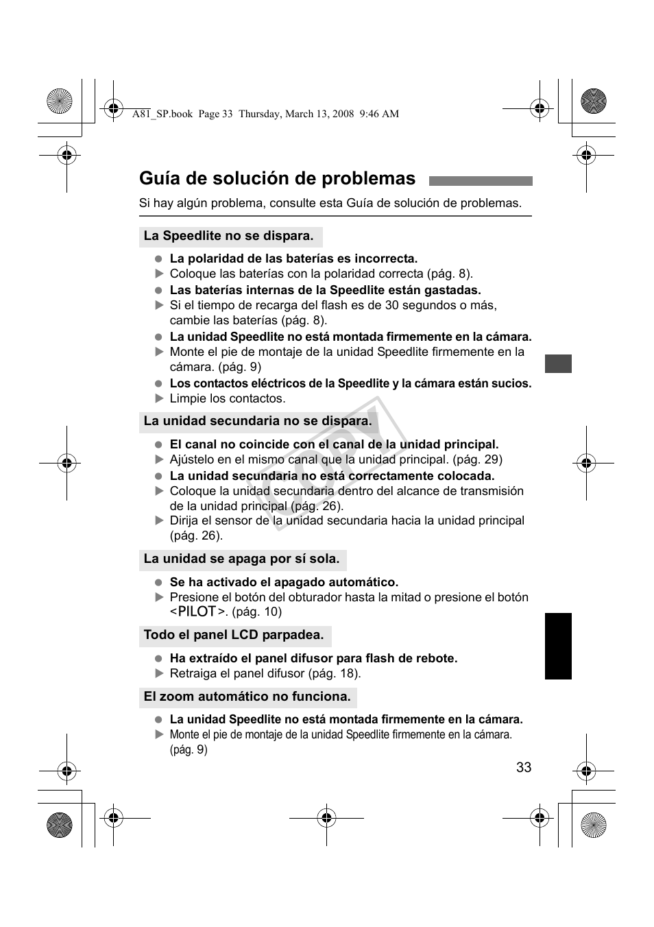 Cop y, Guía de solución de problemas | Canon Speedlite 430EX II User Manual | Page 114 / 122