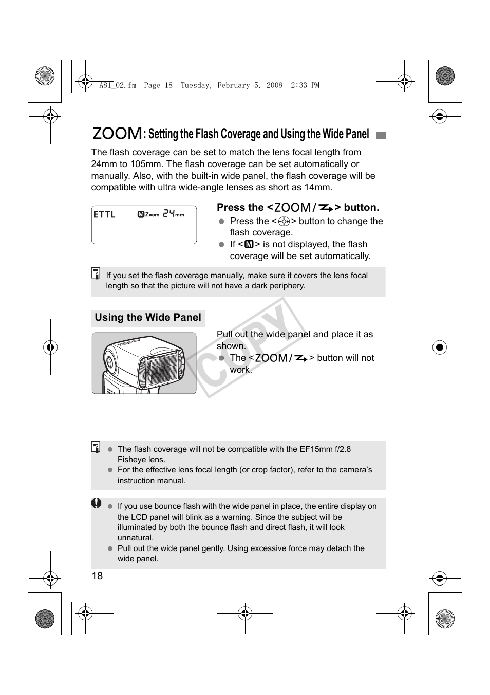 Cop y | Canon Speedlite 430EX II User Manual | Page 19 / 122