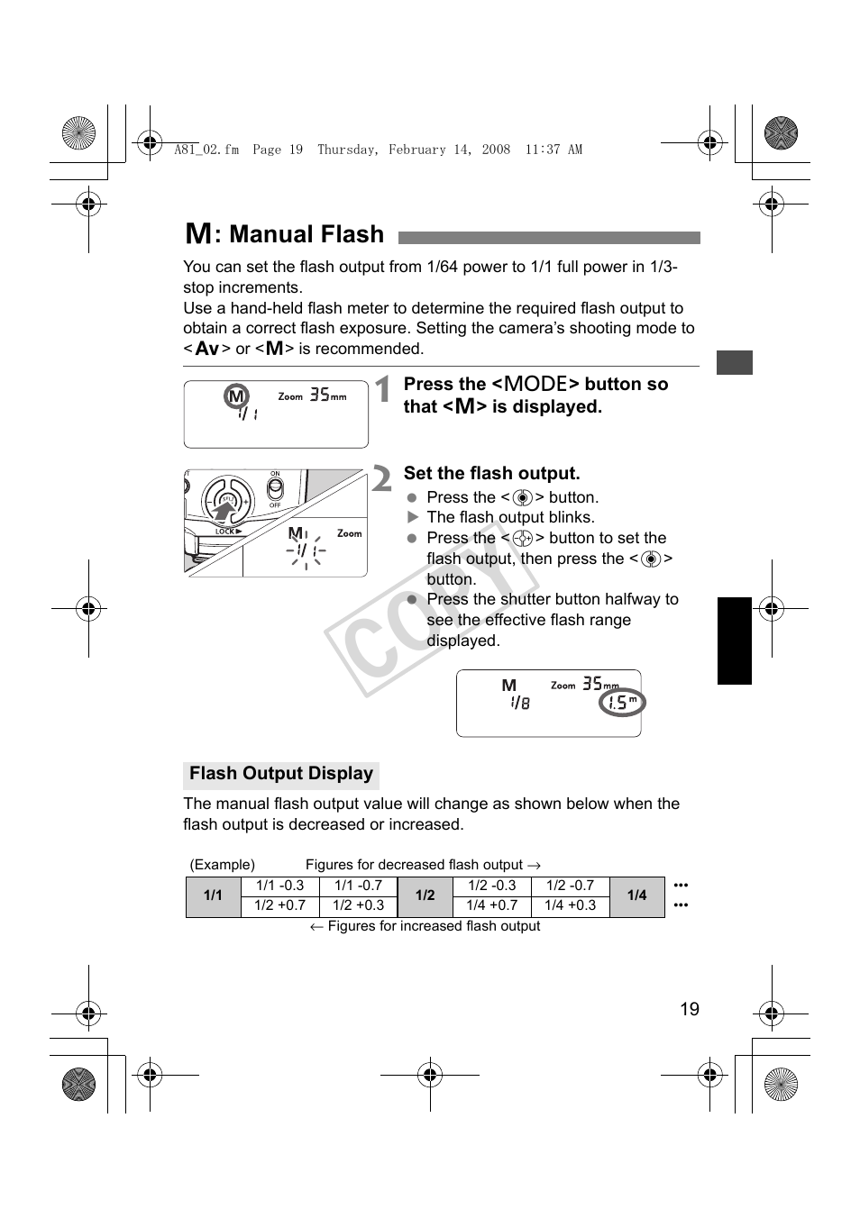 Cop y, Q: manual flash | Canon Speedlite 430EX II User Manual | Page 20 / 122