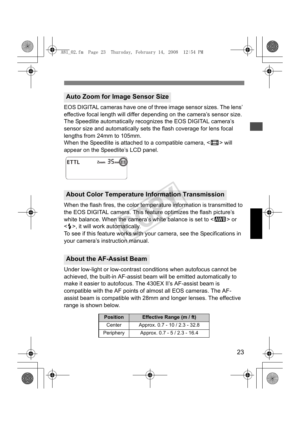 Cop y | Canon Speedlite 430EX II User Manual | Page 24 / 122