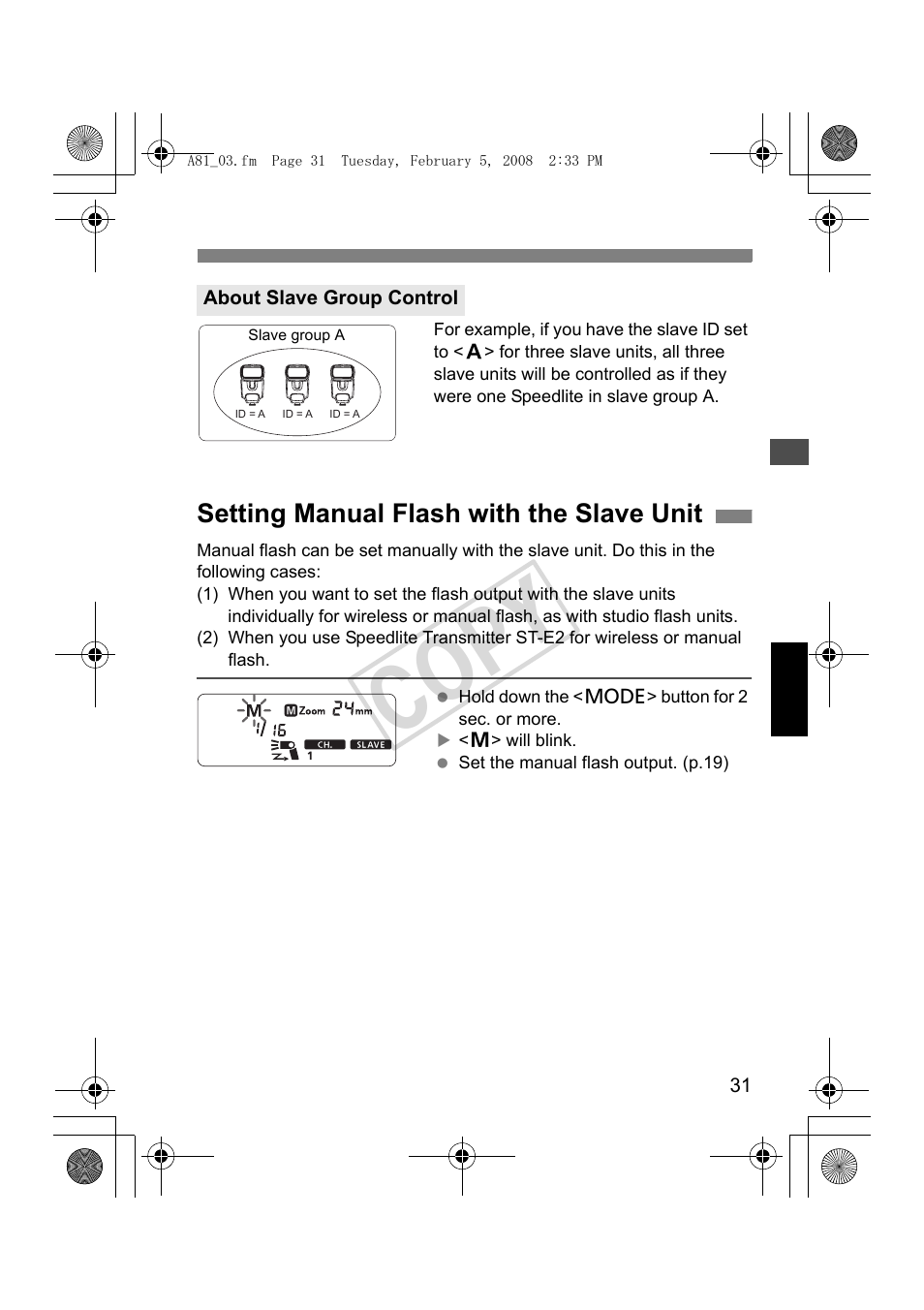 Cop y | Canon Speedlite 430EX II User Manual | Page 32 / 122