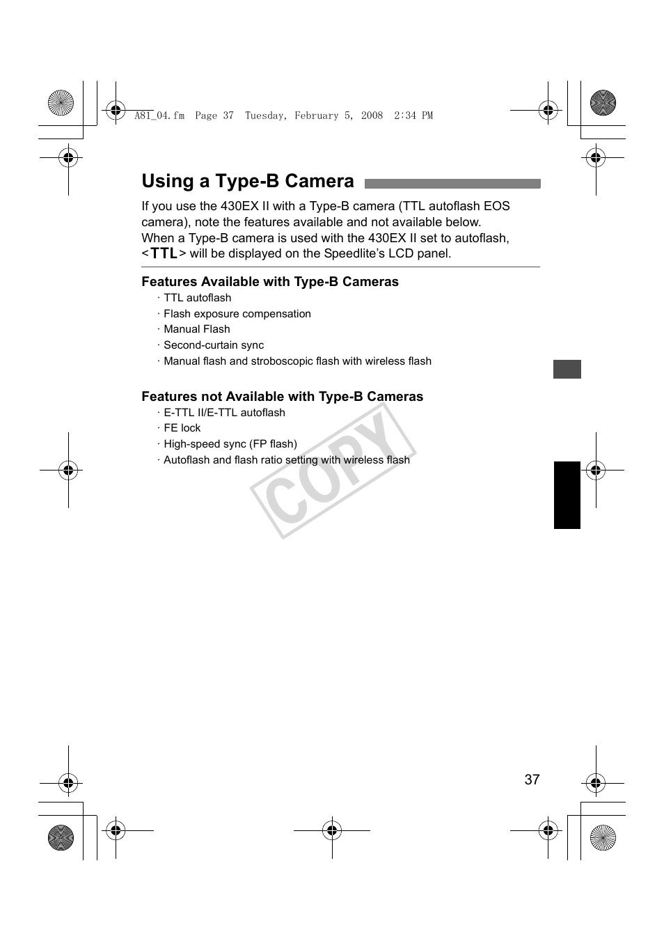 Cop y | Canon Speedlite 430EX II User Manual | Page 38 / 122