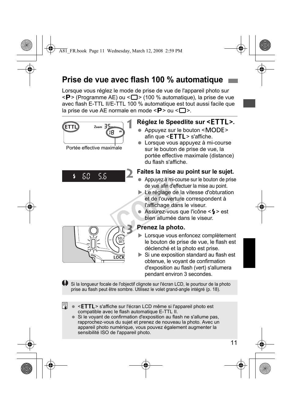 Cop y, Prise de vue avec flash 100 % automatique | Canon Speedlite 430EX II User Manual | Page 52 / 122