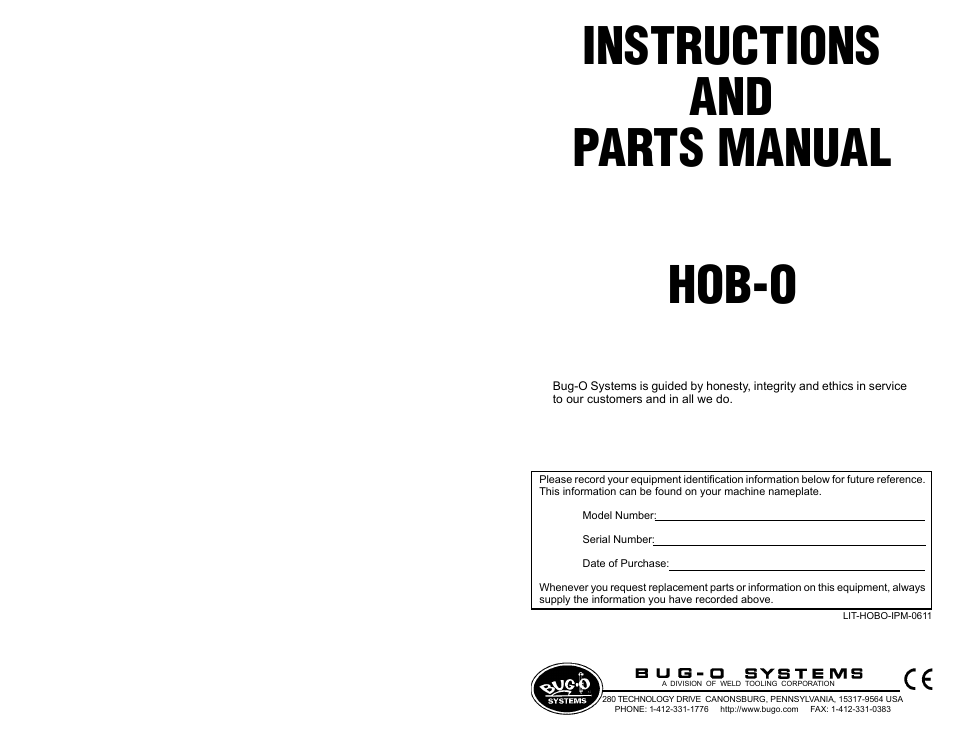 BUG-O Systems HOB-O User Manual | 18 pages