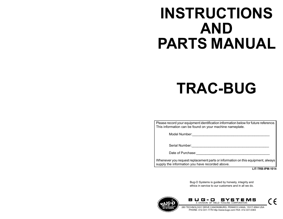 BUG-O Systems Trac-Bug User Manual | 21 pages