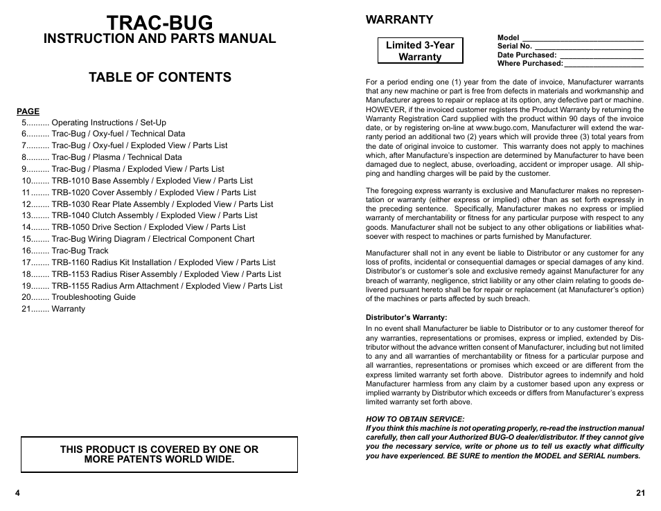 BUG-O Systems Trac-Bug User Manual | Page 20 / 21