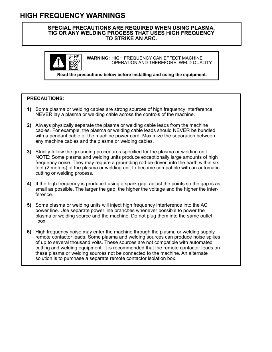 High frequency warnings | BUG-O Systems Programmable Shape Machine User Manual | Page 3 / 31