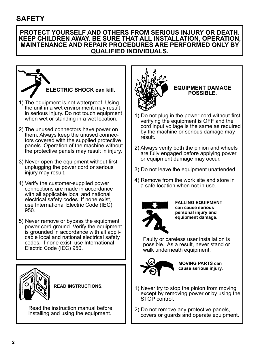 Safety | BUG-O Systems Programmable Gantry System User Manual | Page 2 / 36