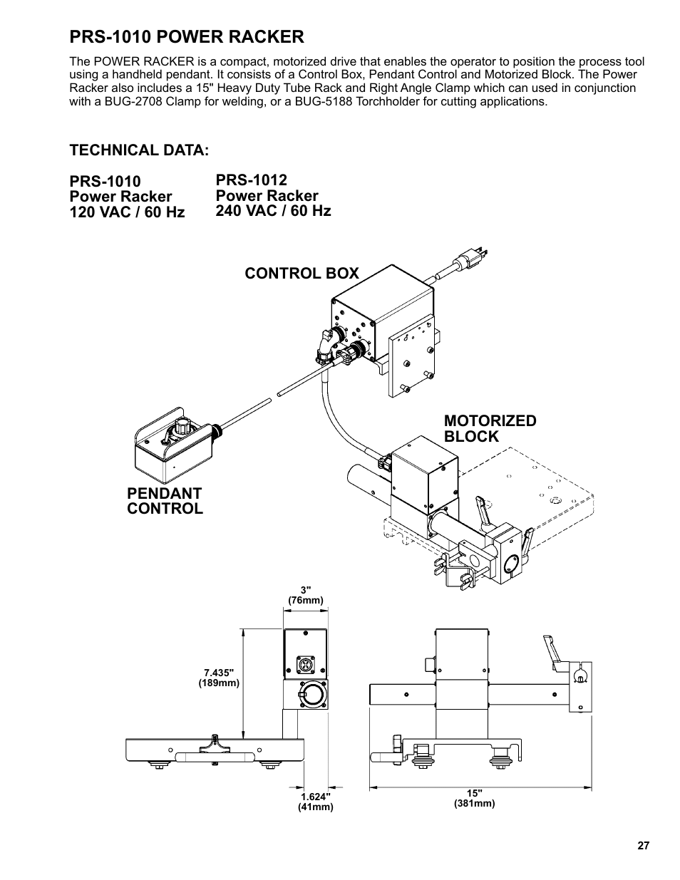 Prs-1010 power racker | BUG-O Systems Programmable Gantry System User Manual | Page 27 / 36