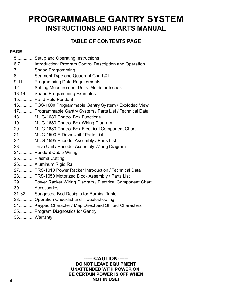 Programmable gantry system, Instructions and parts manual | BUG-O Systems Programmable Gantry System User Manual | Page 4 / 36