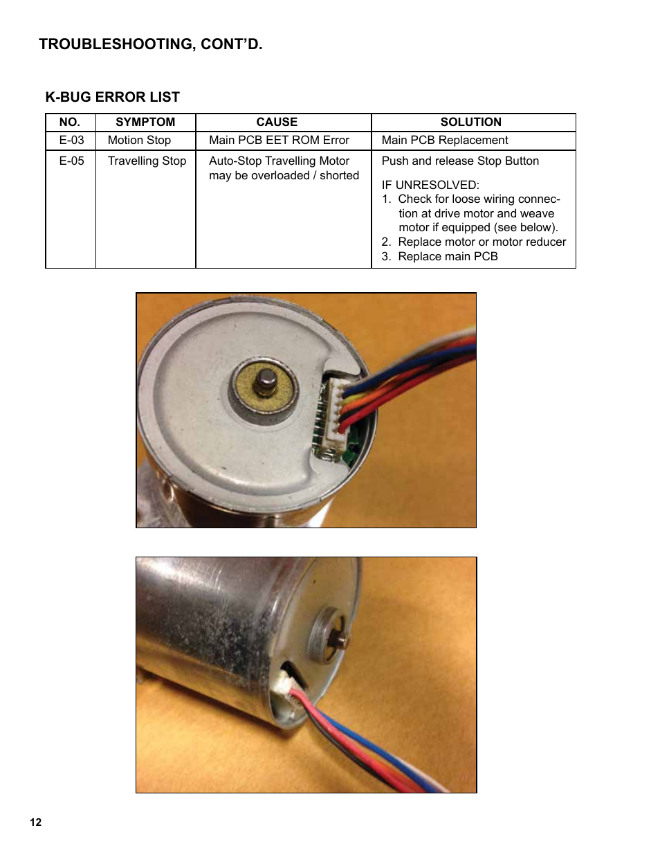 12 .........troubleshooting, cont’d, Troubleshooting, cont’d | BUG-O Systems K-BUG 1200 User Manual | Page 12 / 21