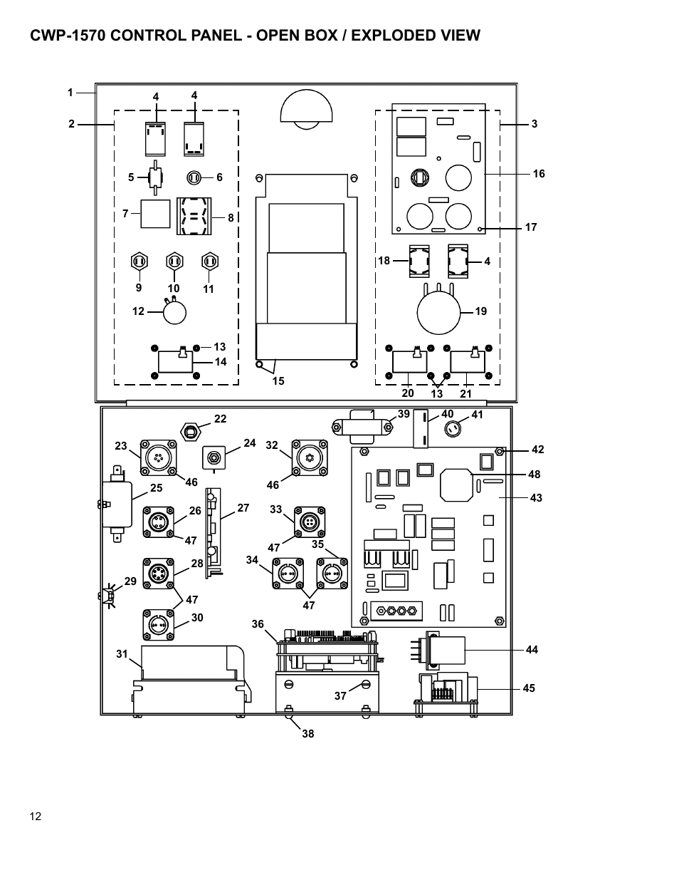 Cwp-1570 control panel - open box / exploded view | BUG-O Systems CWP-5 User Manual | Page 12 / 40