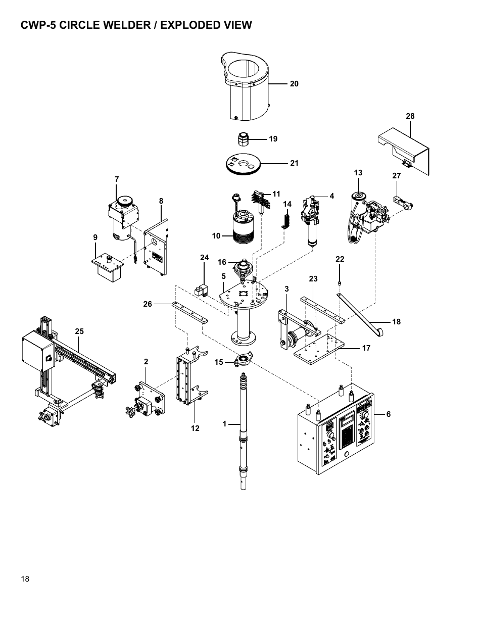 18 .......cwp-5 circle welder / exploded view, Cwp-5 circle welder / exploded view | BUG-O Systems CWP-5 User Manual | Page 18 / 40