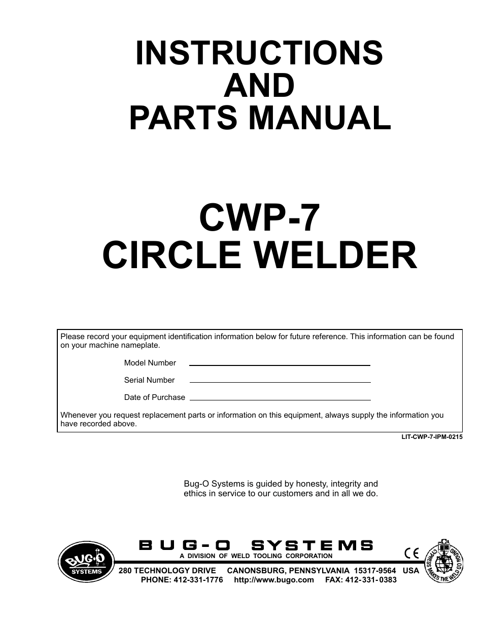BUG-O Systems CWP-7 User Manual | 41 pages