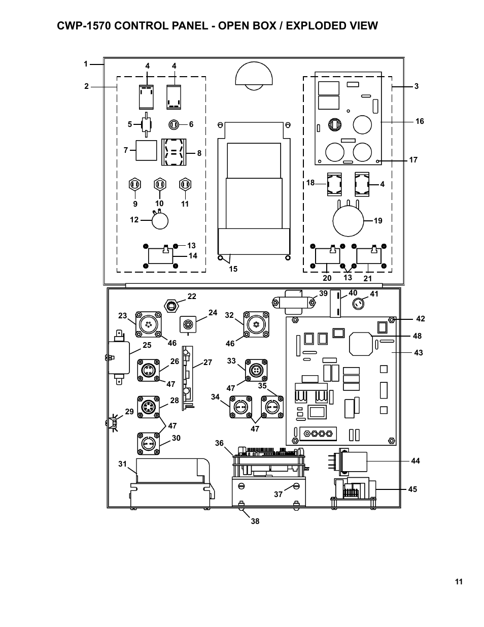 Cwp-1570 control panel - open box / exploded view | BUG-O Systems CWP-7 User Manual | Page 11 / 41