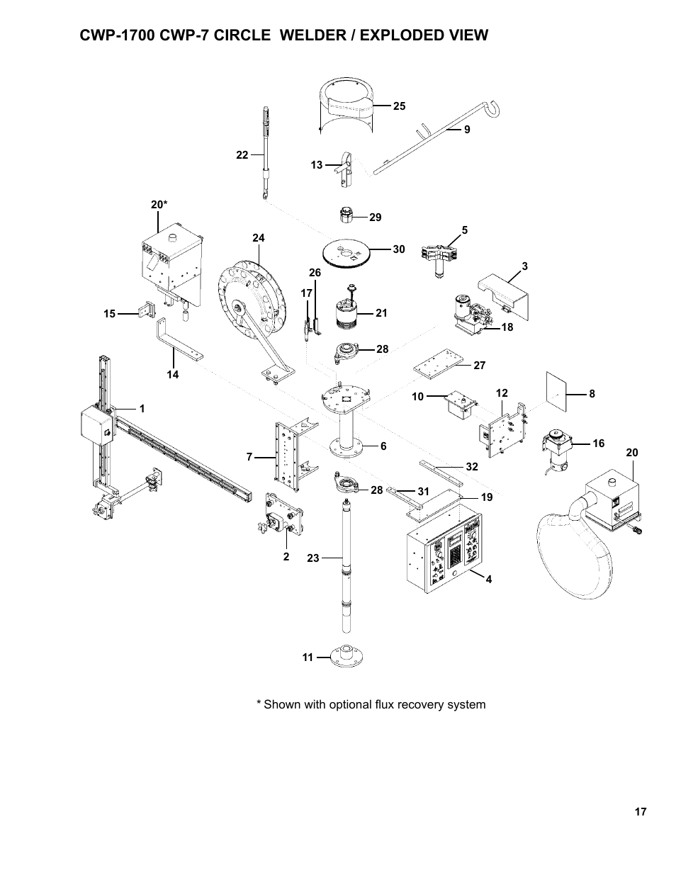 Cwp-1700 cwp-7 circle welder / exploded view | BUG-O Systems CWP-7 User Manual | Page 17 / 41