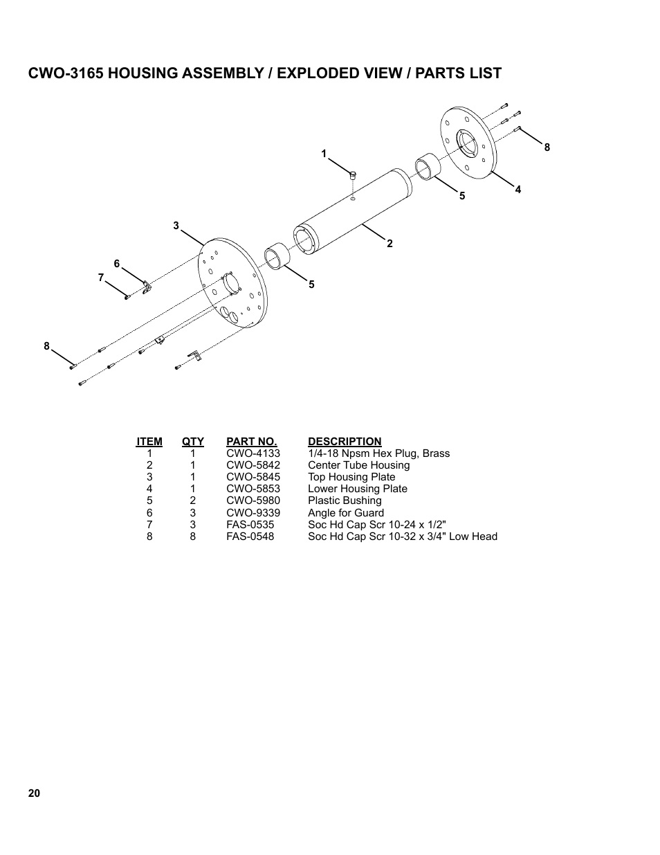 Cwo-3165 housing assembly | BUG-O Systems CWP-11 User Manual | Page 20 / 47