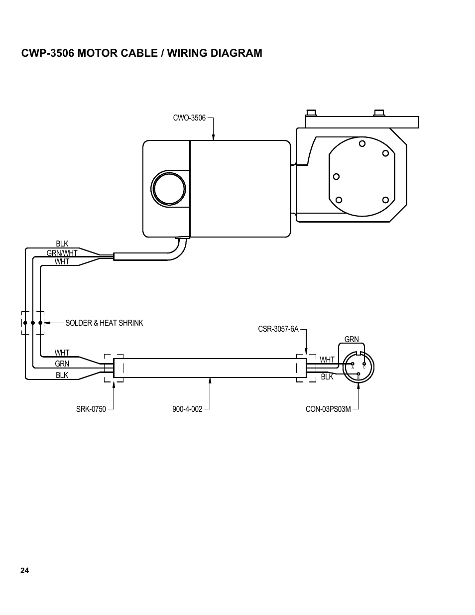 Cwp-3506 motor cable / wiring diagram | BUG-O Systems CWP-11 User Manual | Page 24 / 47