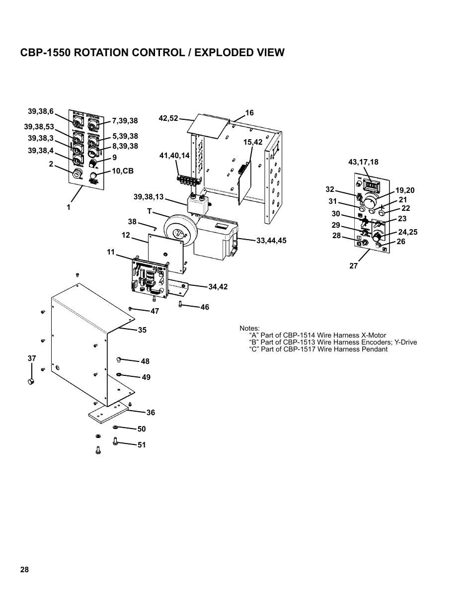 Cbp-1550 rotation control, Cbp-1550 rotation control / exploded view | BUG-O Systems CWP-11 User Manual | Page 28 / 47