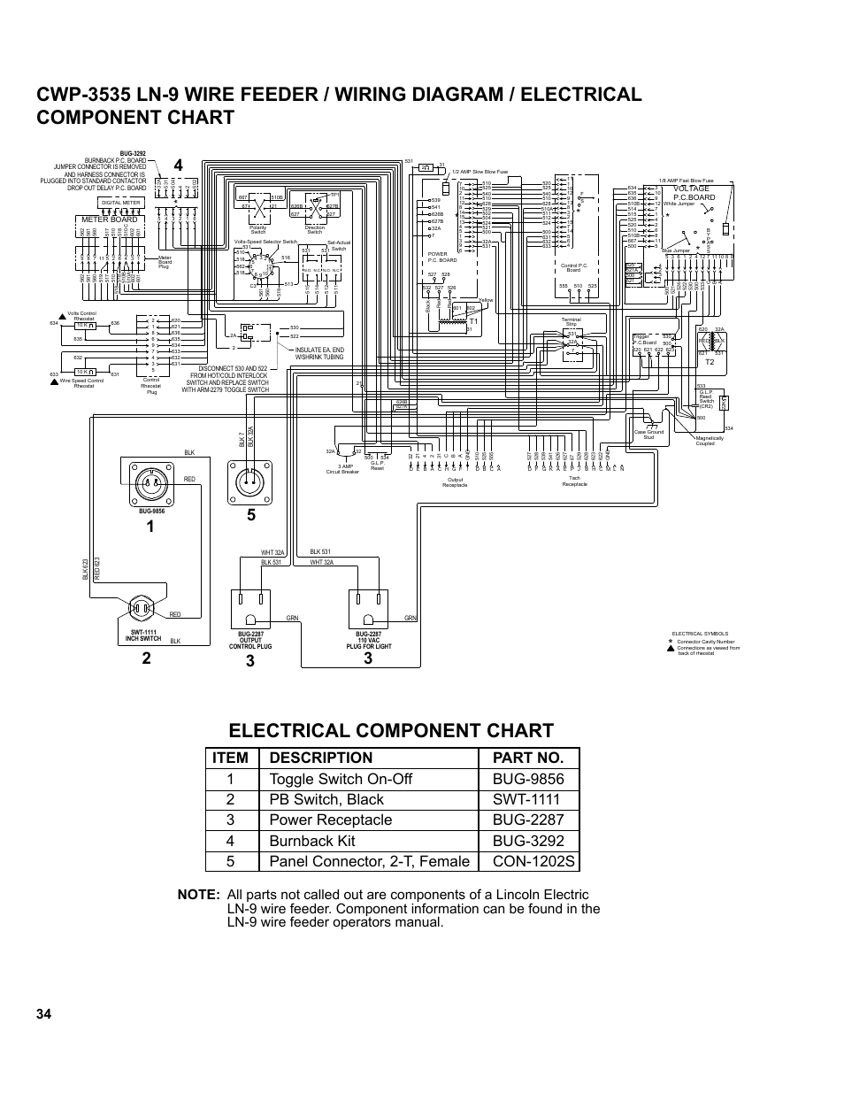 Cwo-3535 ln-9 wire feeder | BUG-O Systems CWP-11 User Manual | Page 34 / 47