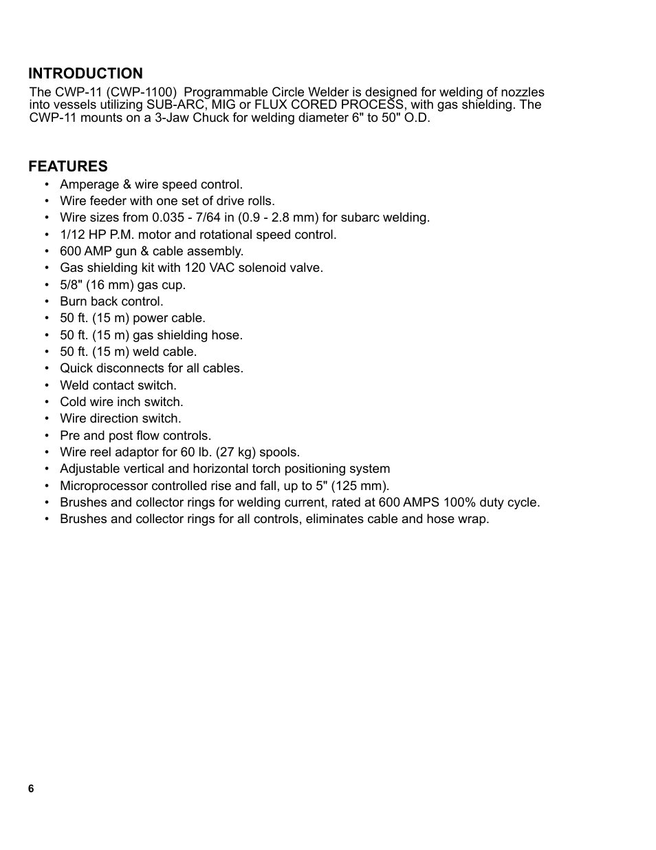 Introduction, Features | BUG-O Systems CWP-11 User Manual | Page 6 / 47