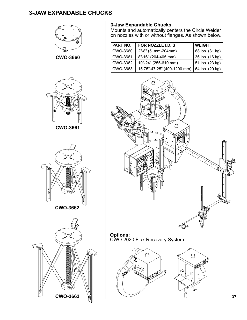 37 -jaw expandable chucks, Jaw expandable chucks | BUG-O Systems CWP-18 User Manual | Page 37 / 41
