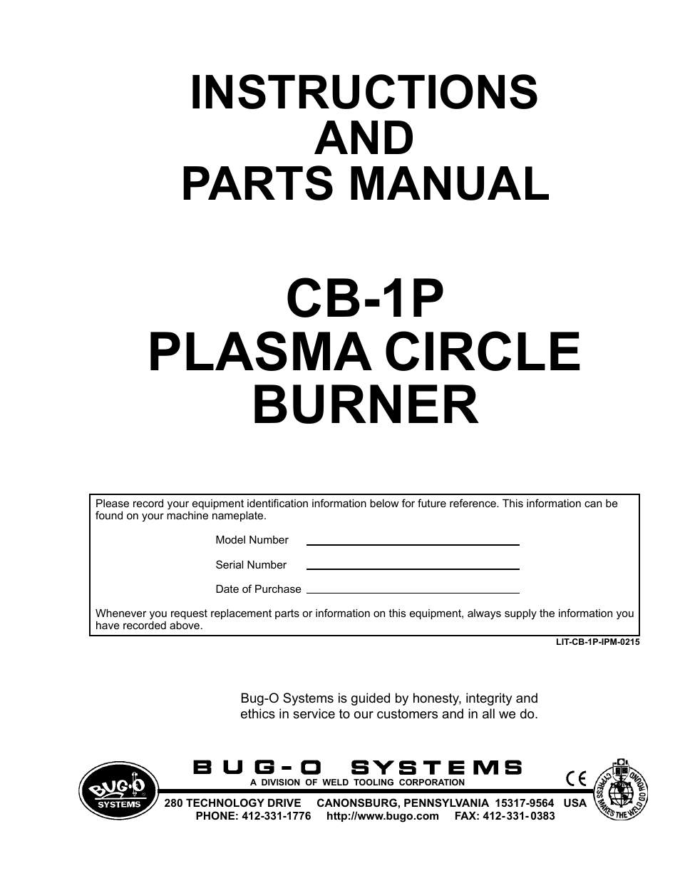BUG-O Systems CB-1P User Manual | 37 pages