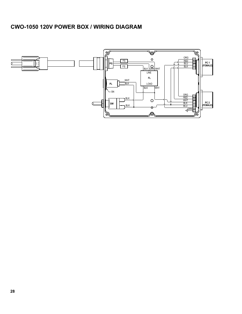 28 ..... cwo-1050 120v power box / wiring diagram | BUG-O Systems CB-1P User Manual | Page 28 / 37