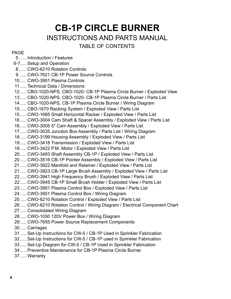 Cb-1p circle burner, Instructions and parts manual | BUG-O Systems CB-1P User Manual | Page 4 / 37