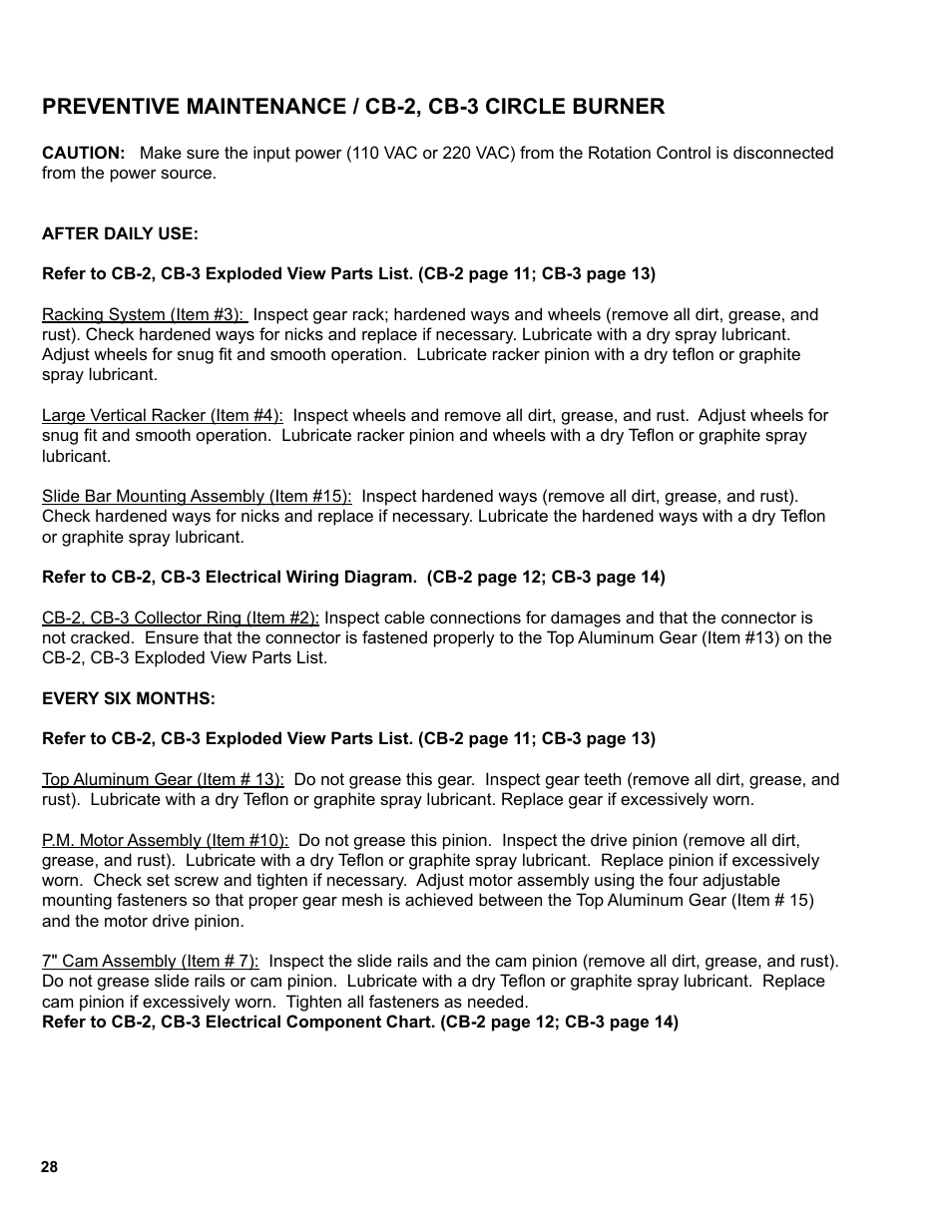 Preventive maintenance / cb-2, cb-3 circle burner | BUG-O Systems CB-2 User Manual | Page 28 / 30