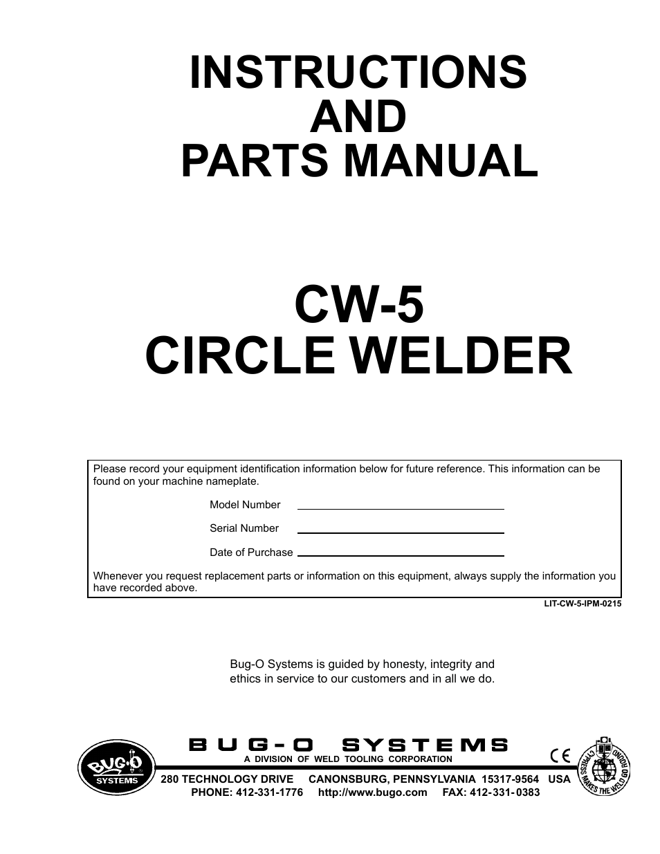 BUG-O Systems CW-5 User Manual | 34 pages