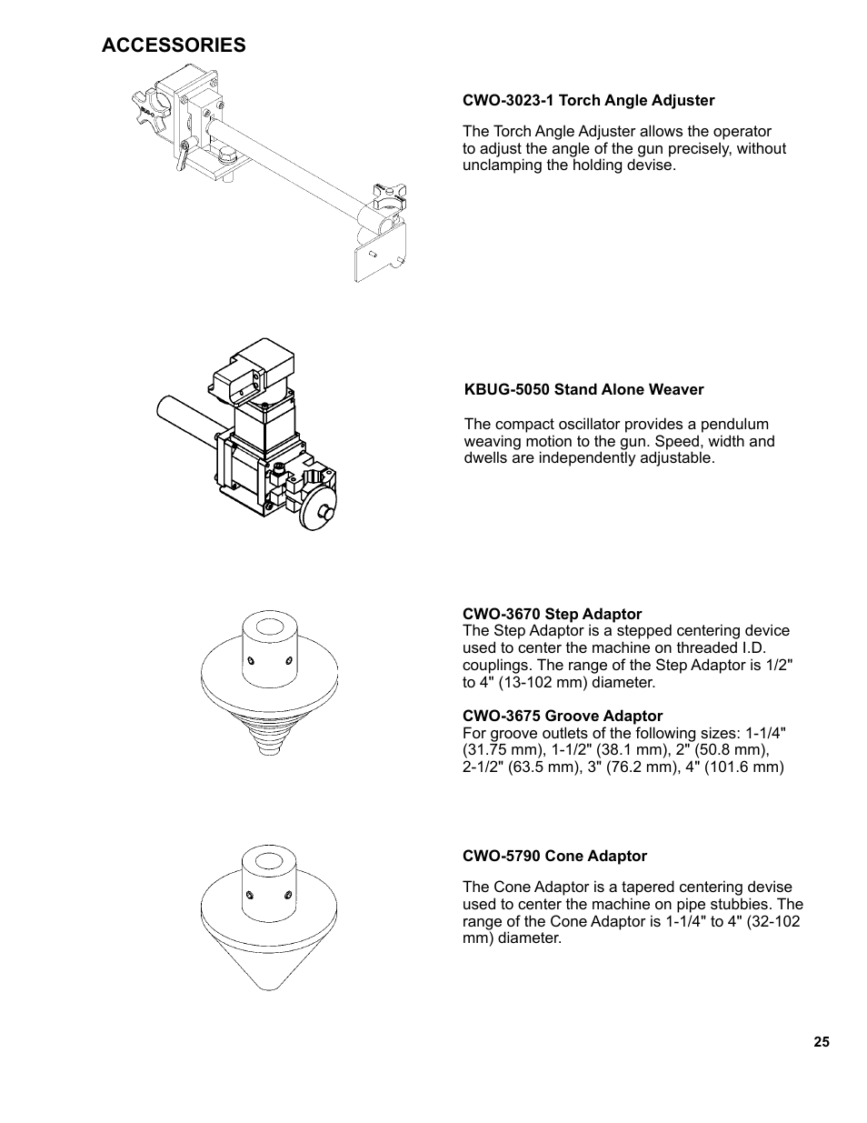 26 ...accessories, Accessories | BUG-O Systems CW-5 User Manual | Page 25 / 34