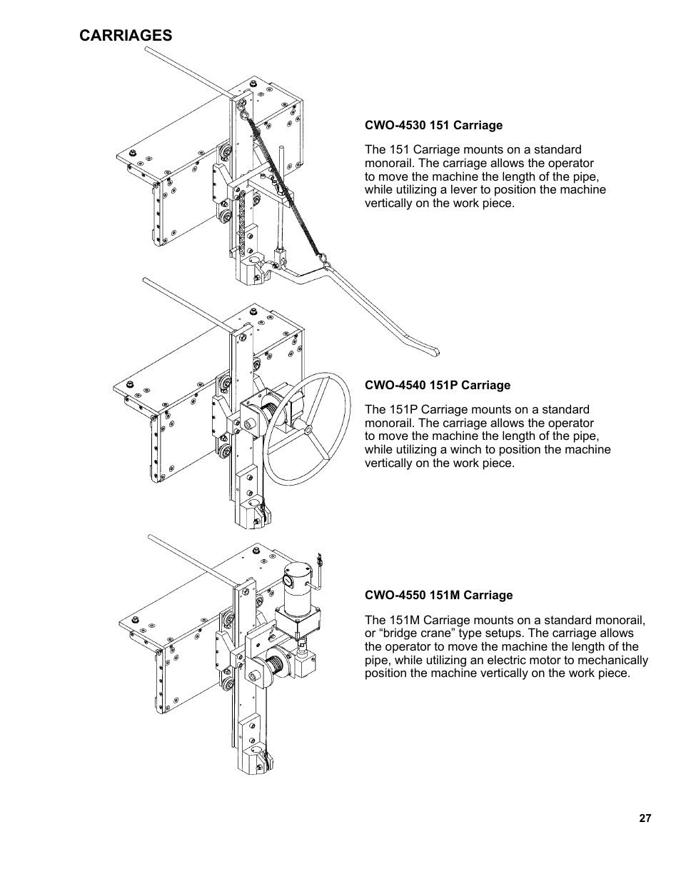 27 .......carriages, Carriages | BUG-O Systems CW-5 User Manual | Page 27 / 34
