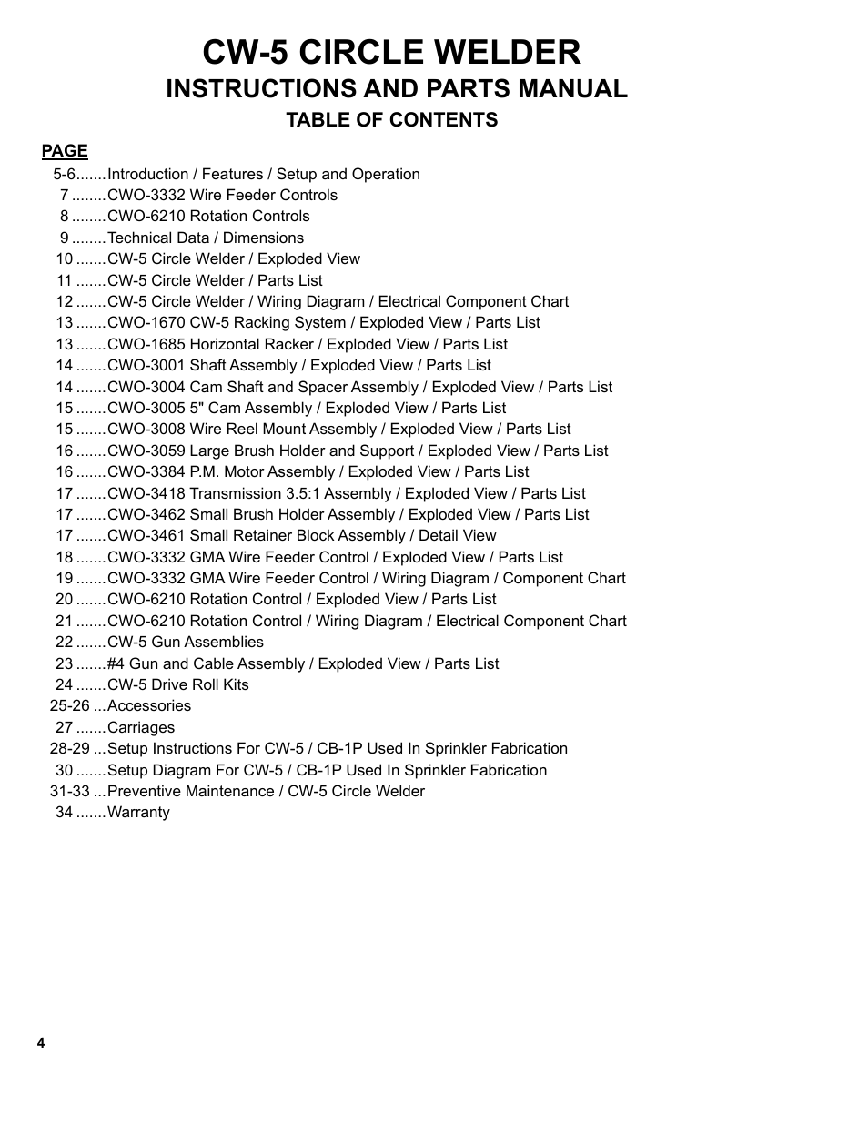 Cw-5 circle welder, Instructions and parts manual | BUG-O Systems CW-5 User Manual | Page 4 / 34
