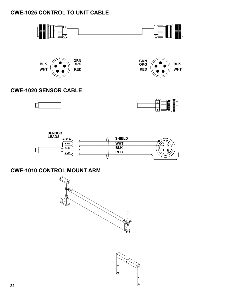 Cwe-1020 sensor cable | BUG-O Systems CWE-5 User Manual | Page 22 / 40