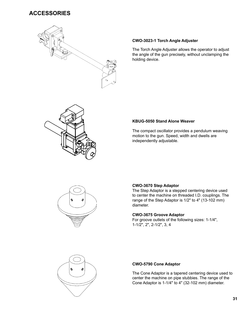 31 ............... accessories, Accessories | BUG-O Systems CWE-5 User Manual | Page 31 / 40