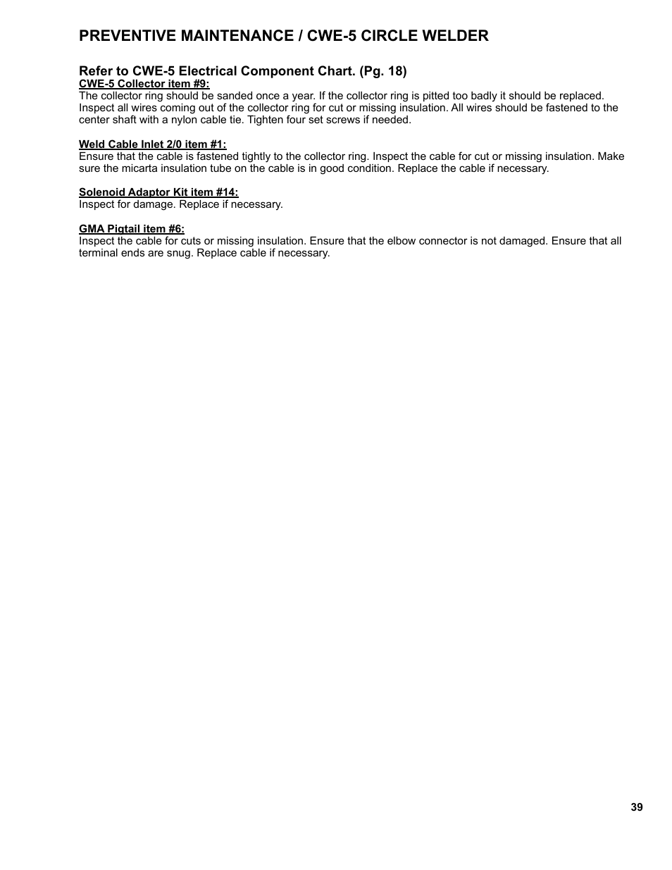 Preventive maintenance / cwe-5 circle welder | BUG-O Systems CWE-5 User Manual | Page 39 / 40