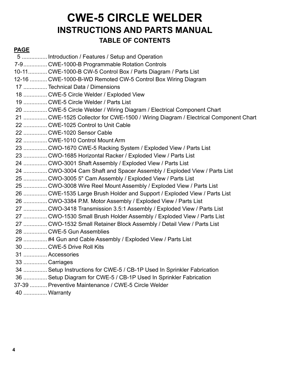 Cwe-5 circle welder, Instructions and parts manual | BUG-O Systems CWE-5 User Manual | Page 4 / 40
