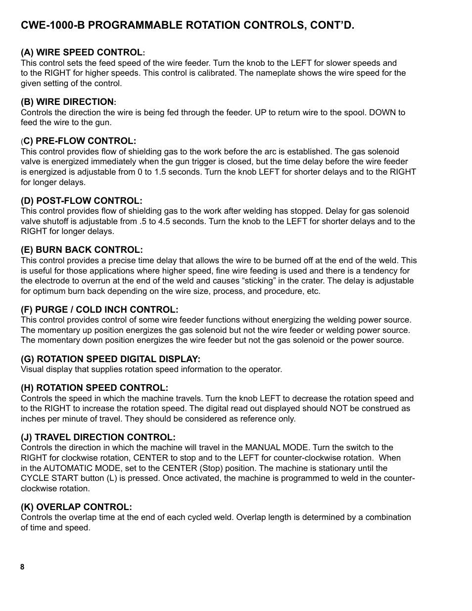 Cwe-1000-b programmable rotation controls, cont’d | BUG-O Systems CWE-5 User Manual | Page 8 / 40