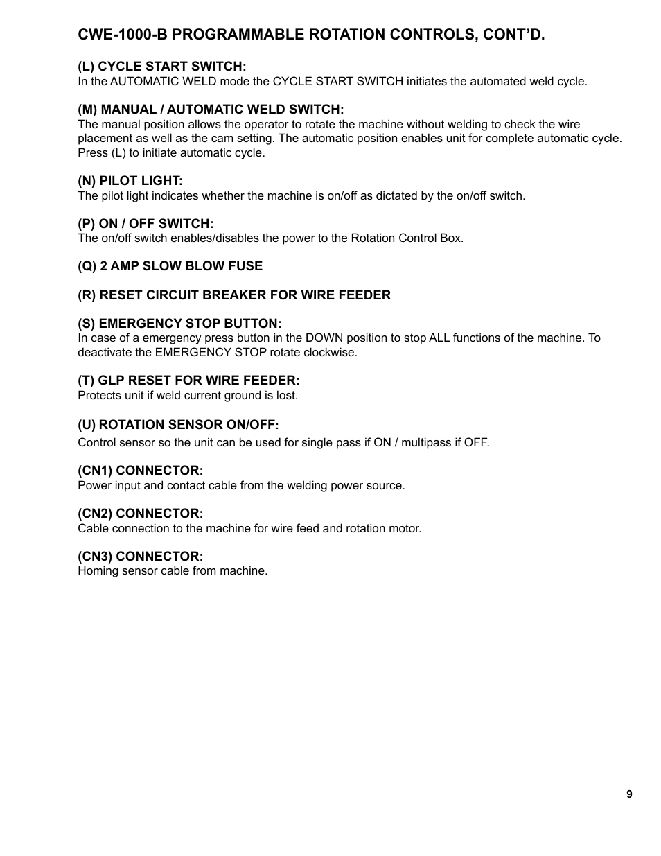 Cwe-1000-b programmable rotation controls, cont’d | BUG-O Systems CWE-5 User Manual | Page 9 / 40