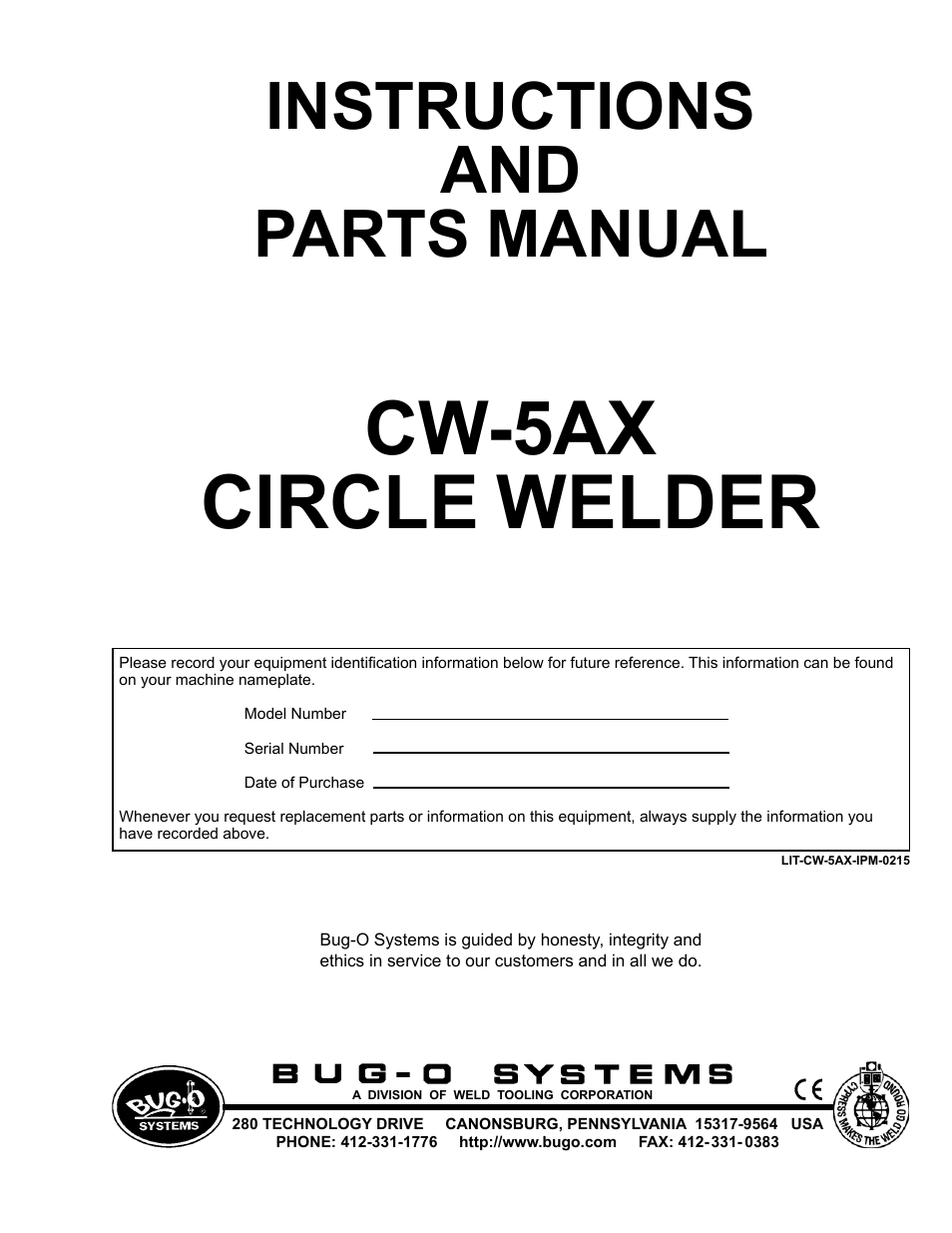 BUG-O Systems CW-5AX User Manual | 41 pages